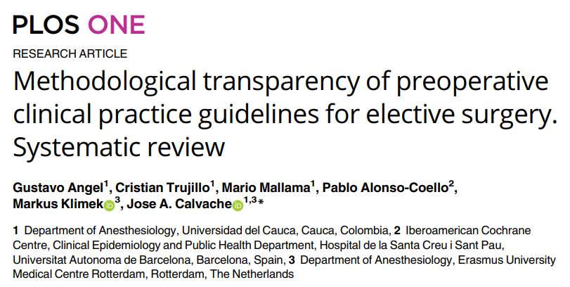 jacalvache's tweet photo. In our recent paper we explore the methods and transparency of guidelines for elective surgery using #AGREEII @PabloACoello @PLOS @AnesthesiaNet
☛ We included 20 preop. fasting, cardiac assessment & routine preop. tests #CPG in 10 years
🔗https://t.co/DQeEzegYEO https://t.co/g17addymR8