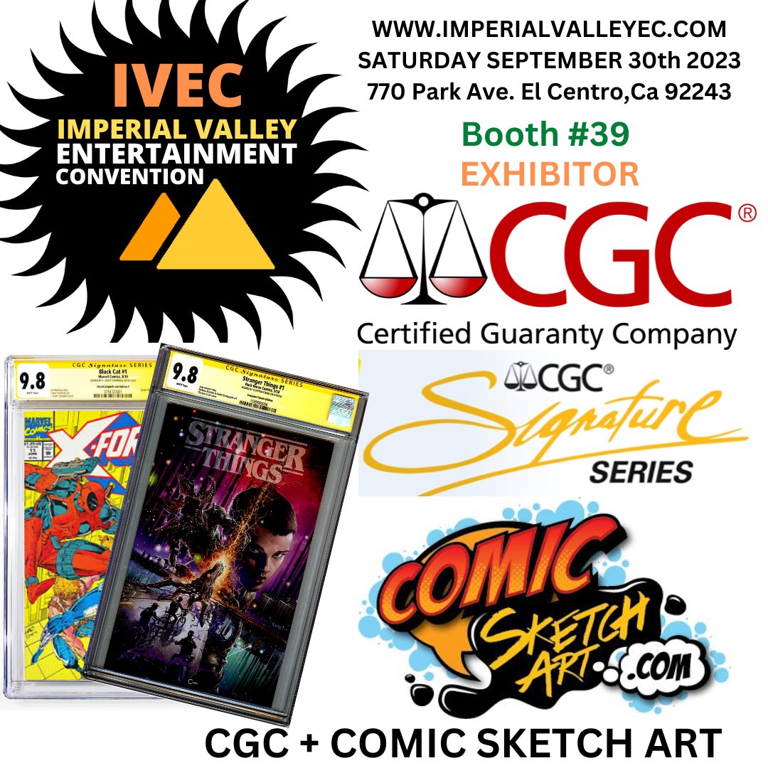 1st time ever in #imperialvalley at #imperialvalleyentertainmentconvention #cgc grading with certified #cgccomics #signatureseries yellow labels for specific writers & artists at our show. 
##comiccon #comicconvention #comicbookconvention #comicbookconventions #imperialvalley