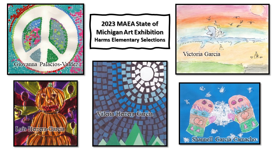 HarmsElementary's tweet photo. #ArtsMatter here @Detroitk12.  Five Harms artists will be featured in the MAEA State Exhibition. Check out our selected artworks and the artist learning statements.
We love learning and growing together! #TheFutureIsRising #DPSCD
https://t.co/kwZnsDCeW2 https://t.co/XObXG2OZWO