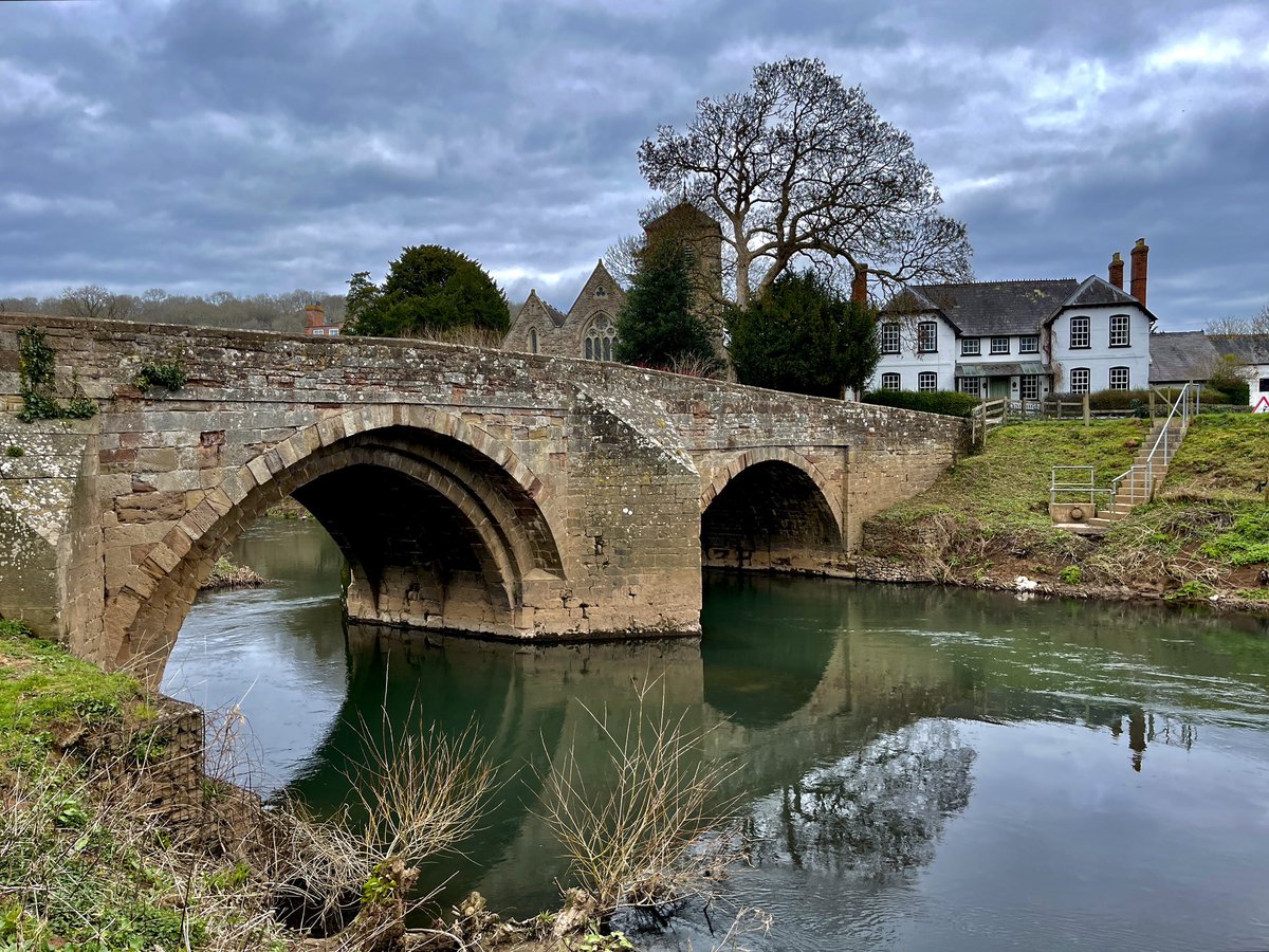 14th century bridge over River Lugg at Mordiford, Herefordshire. Listed grade II*.