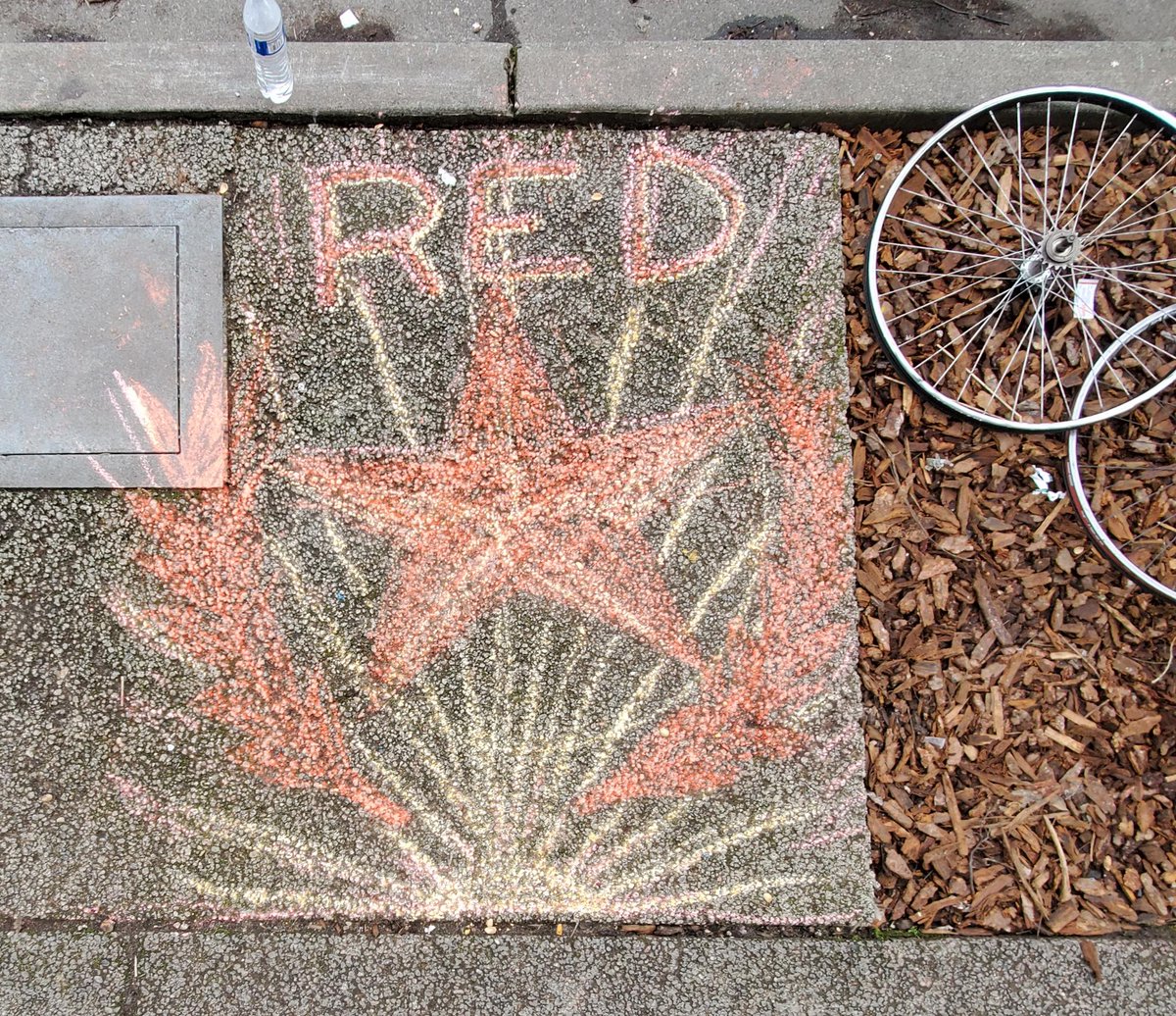 Someone made a tribute to Red in sidewalk chalk during service today ❤️

We miss him already.