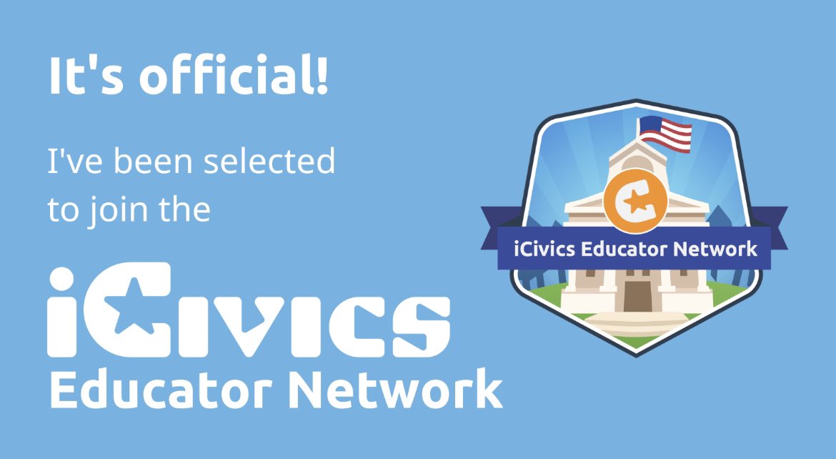 I’m so excited to be apart of #iCivicsEdNet this year! I’m so excited to network with teachers from all over to build up civics education!