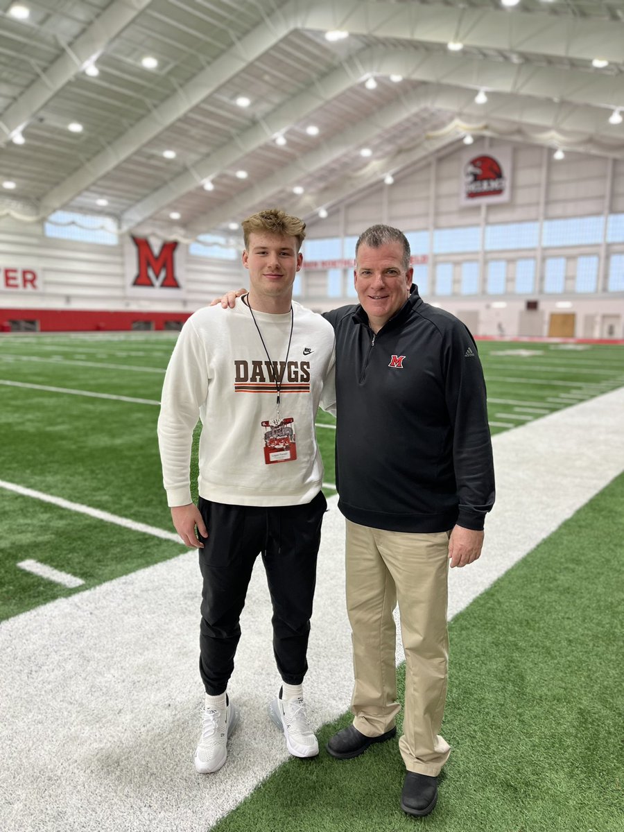 After a great conversation with <a href="/Martin_Miami_HC/">Chuck Martin</a> I am humbled and blessed to receive an offer from Miami University!!! 🟥⬜️🦅 @CoachWelshMiami <a href="/CoachBrechin/">Bill Brechin</a> <a href="/Hersey_Football/">Hersey Football</a> <a href="/LemmingReport/">Tom Lemming</a> @Rivals_Clint <a href="/EDGYTIM/">Timothy “EDGYTIM” OHalloran</a> <a href="/AllenTrieu/">Allen Trieu</a> <a href="/PrepRedzoneIL/">Prep Redzone Illinois</a> <a href="/TomLoy247/">Tom Loy</a> <a href="/TNelson_9/">Tom Nelson</a> <a href="/coachjimfarrell/">Coach Farrell</a>