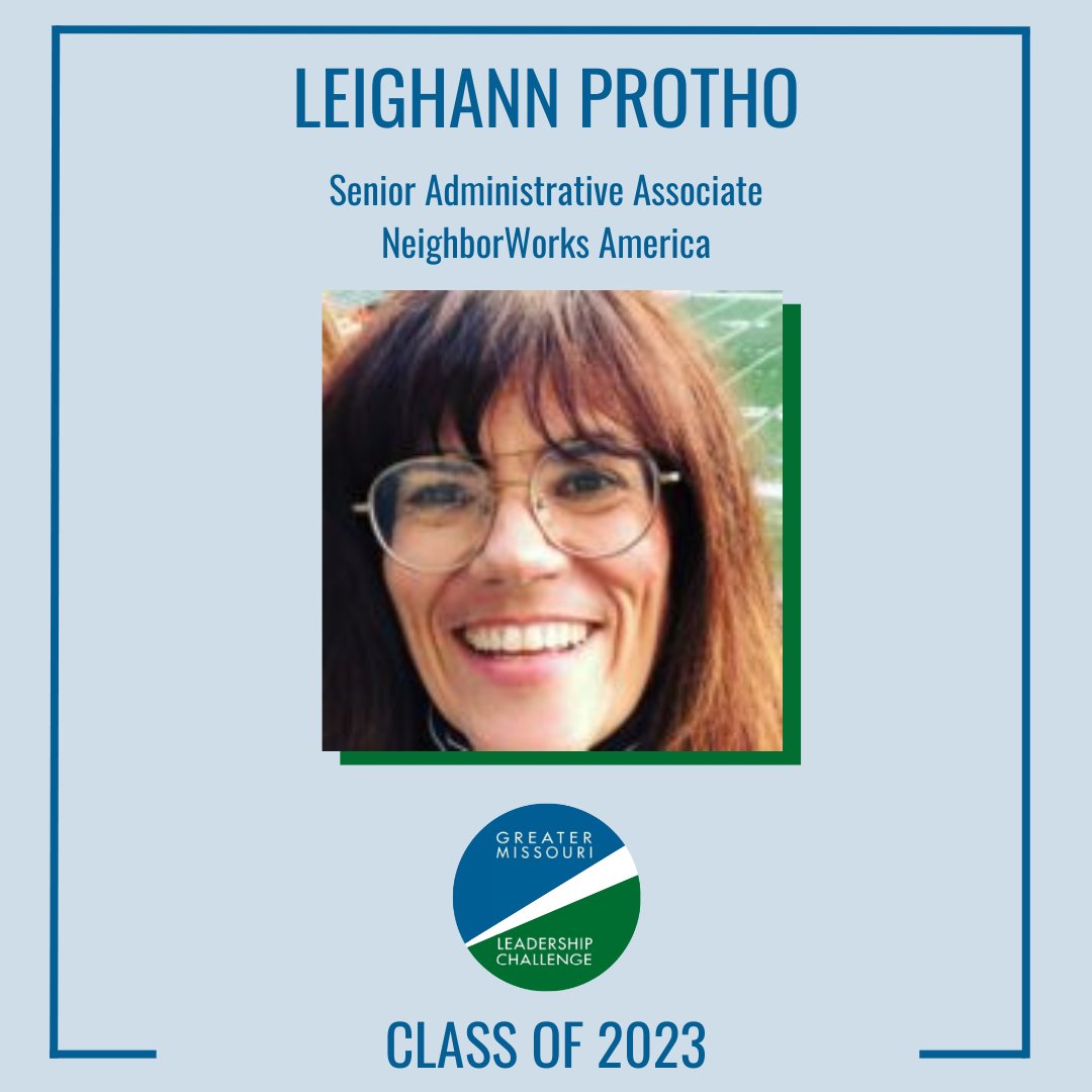 GreaterMissouri's tweet photo. Congratulations Leighann Protho on joining the #GMLF Class of 2023! Leighann has worked in the non-profit sector for 18 years and currently serves as a Senior Administrative Associate at @neighborworks. Welcome Leighann! https://t.co/0k4wrUA31c
