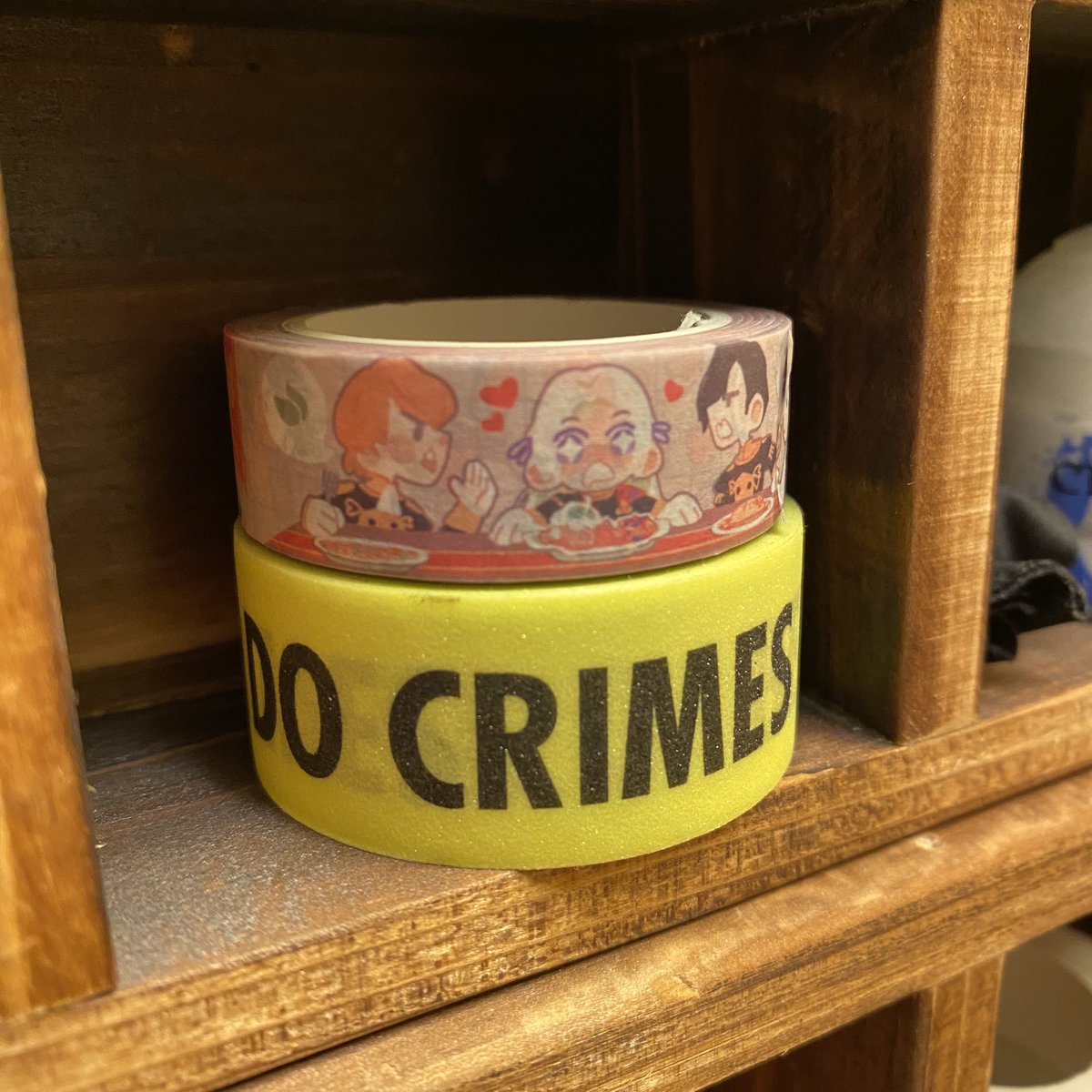 thirsty4percy's tweet photo. Thank you for the incredibly cute merch, @AdrestianTrio !! ❤️🖤🧡
Importantly, I have placed the Adrestia Trio washi tape atop my Be Gay Do Crimes washi tape. 😌 It just feels right. https://t.co/kRXscW9Qij