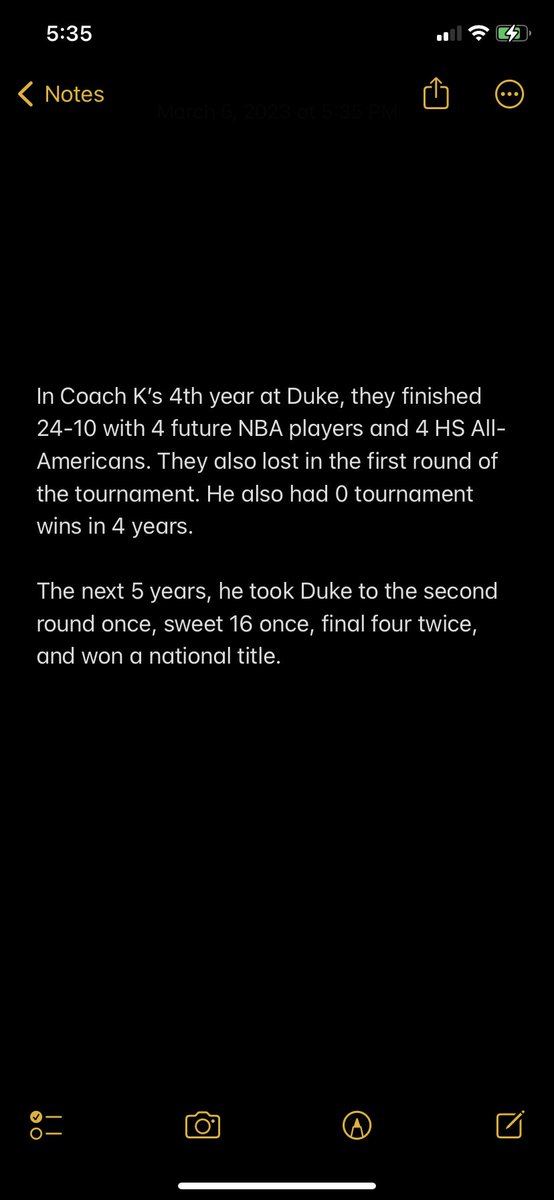 Some of ya’ll would have fired Coach K after year 4 😂