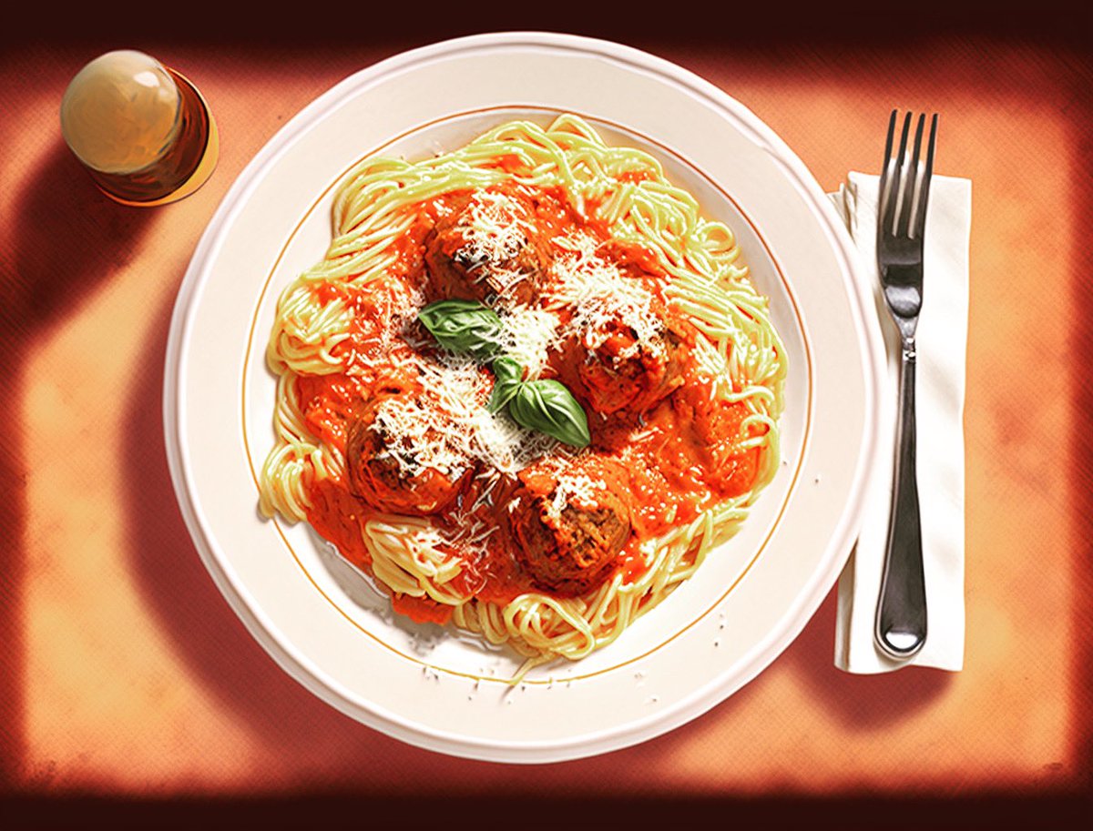 AiMuseo's tweet photo. Pasta Perfection | パーフェクトなパスタ #midjourney #aiart #ai #art #aiartcommunity #aiartist #aiartists #aiartwork #artificialintelligence #generativeart #pasta #tomatosauce #meatballs #cheese #italianrestaurant #warmcolors #delicious #パスタ #イタリアン #アート #aiアート https://t.co/huNaZ8LJSd