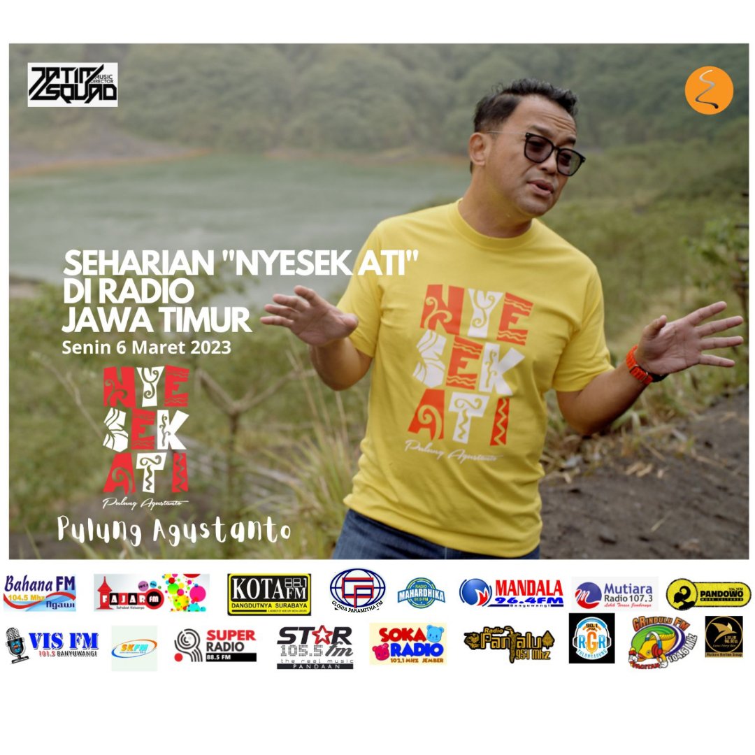 Kembali bisa anda simak kawan Pemutaran Serentak single Pop Dangdut Jawa dari Pulung Agustanto bertajuk Nyesek Ati hari ini di Program Tergoda Pkl.13.00 Prod.Surya Lestari Records. 

Pulung Agustanto17 
Gloria Paramitha Lumajang