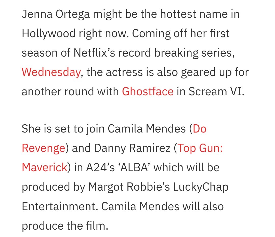 HOLY SHIT CAMILA MENDES, JENNA ORTEGA AND DANNY RAMIREZ LEADING A MOVIE TOGETHER IM GONNA THROW UP
