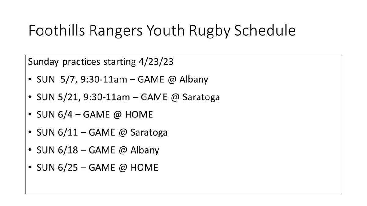 FoothillsRRFC's tweet photo. Here’s some of the info about the youth rugby season distributed at today’s meeting - follow here for more updates as we get closer!  Spring registration is ongoing now! https://t.co/ColZn3qMi3