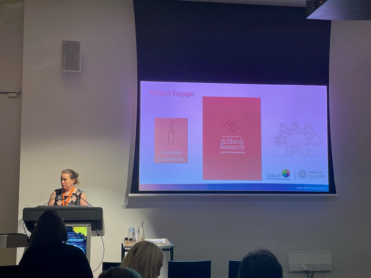 CREStillbirth's tweet photo. @ChristineAoz from @CREStillbirth informing us about ‘Project Engage’: a guide for bereaved parents on how to get involved with stillbirth research. What an incredible resource! #PSANZ2023 https://t.co/tCxEteLlP1