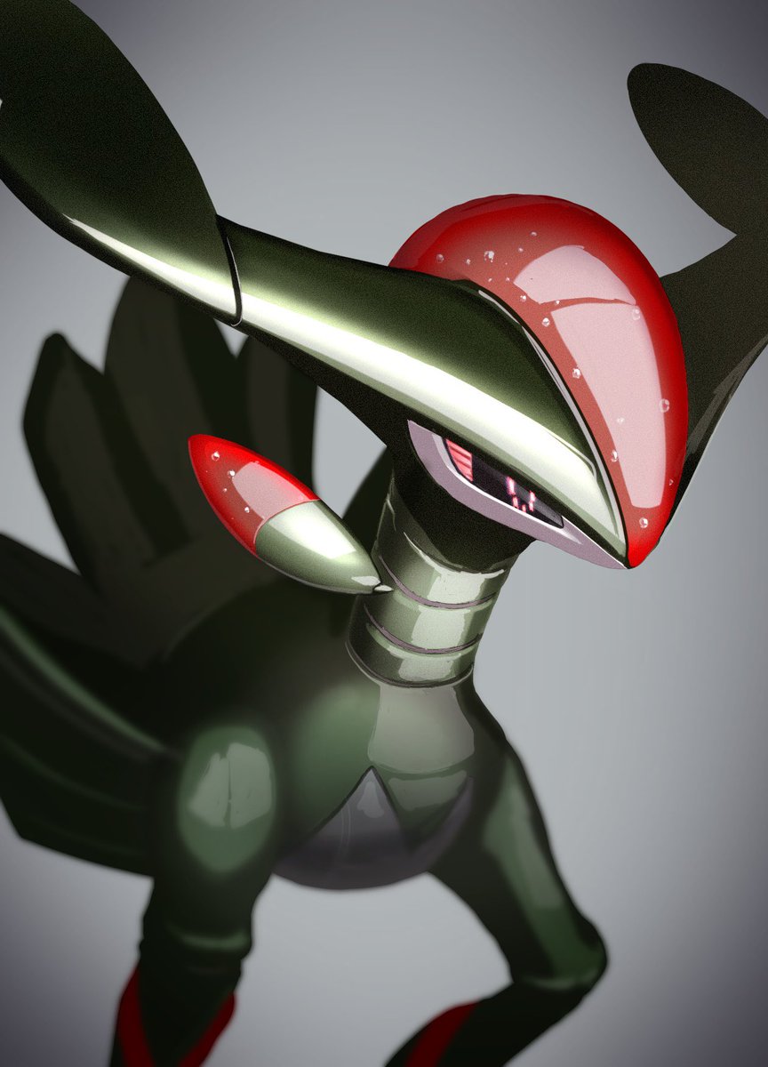 solo pokemon (creature) no humans blurry shiny grey background pink eyes  illustration images