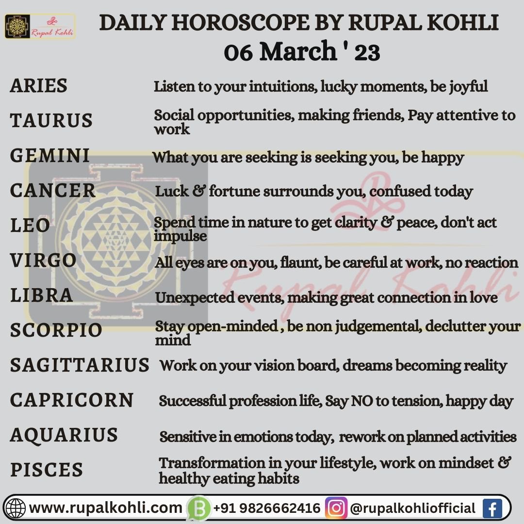 Daily Horoscope Forecast as per Your Zodiac Sign
#astrology #numerology #tarot #tarotcardreader #tarothealer #vedicastrology #astrologer #vedicastro #igers #numerologist #astrologist #astroinfo #events #dates #highvibetribe #newmoon #fullmoon #pisces #piscesseason #zodiac #astro