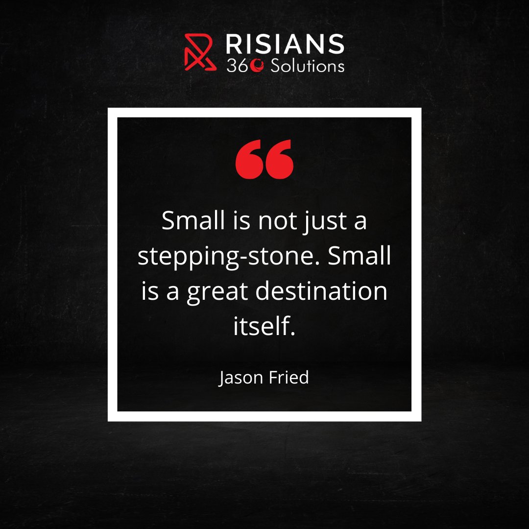Small is not just a stepping-stone. Small is a great destination itself. Jason Fried

#mondaymotivation #monday #mondaymood #motivation #mondayvibes  #motivationalquotesg #happymonday #uae #dubai #sharjah #abudhabi #risians360sol #risiansaccounting
