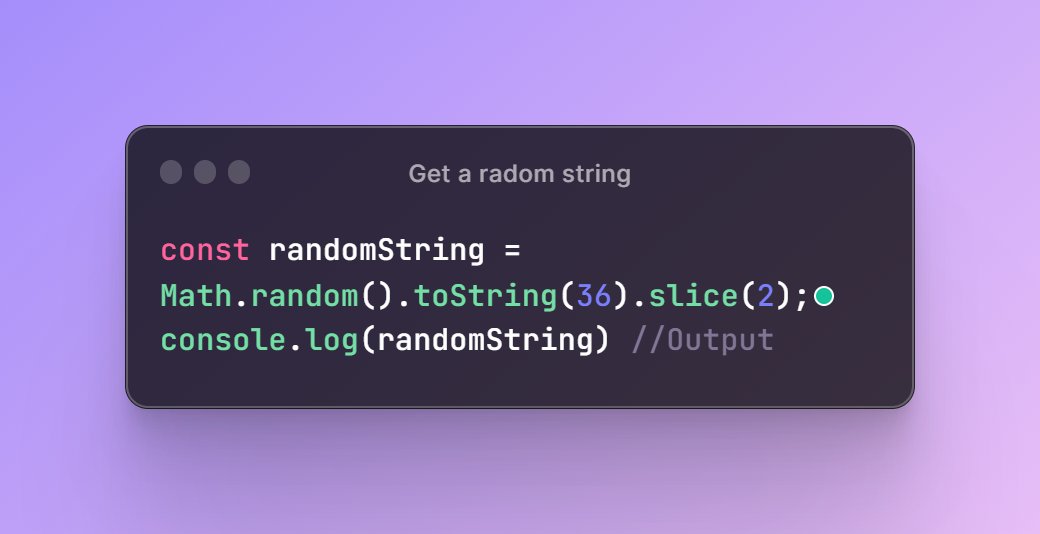 hireprabir's tweet image. If you will ever need a temporary id for something. This one-liner will generate a random string for you. #javascript #js #javascriptfun #coding