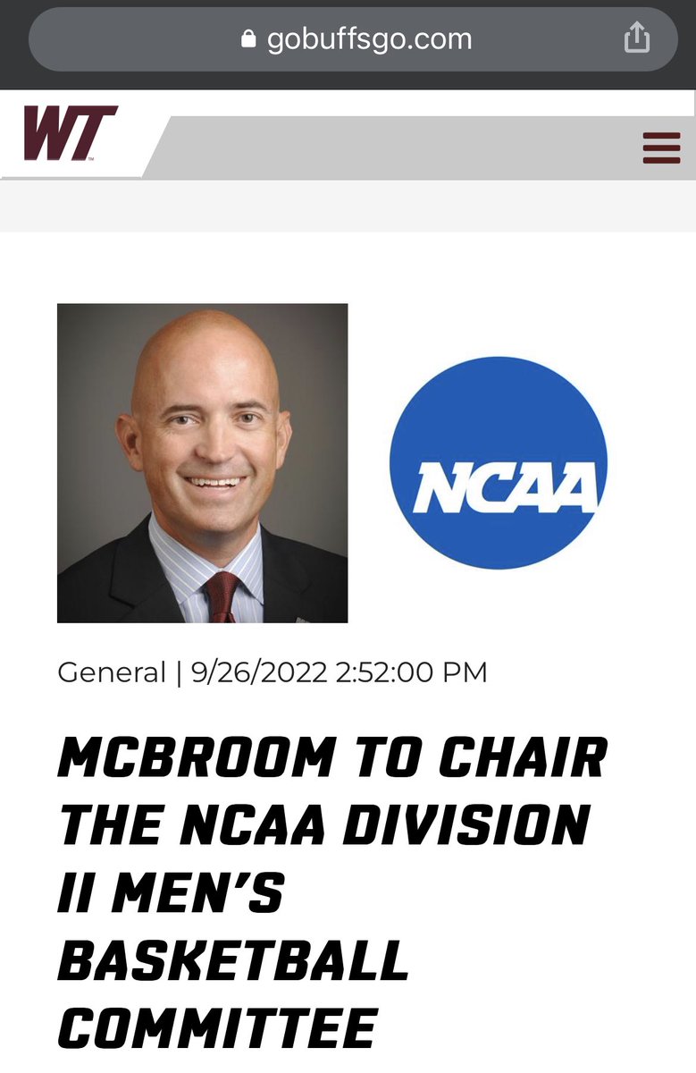 jlivi2's tweet image. West Texas A&amp;amp;M AD Michael McBroom is chair of the @NCAADII Men’s Basketball Committee this year. He chairs regional committee and oversees selections to national tournament.

The South Central Region host selection needs to be investigated.