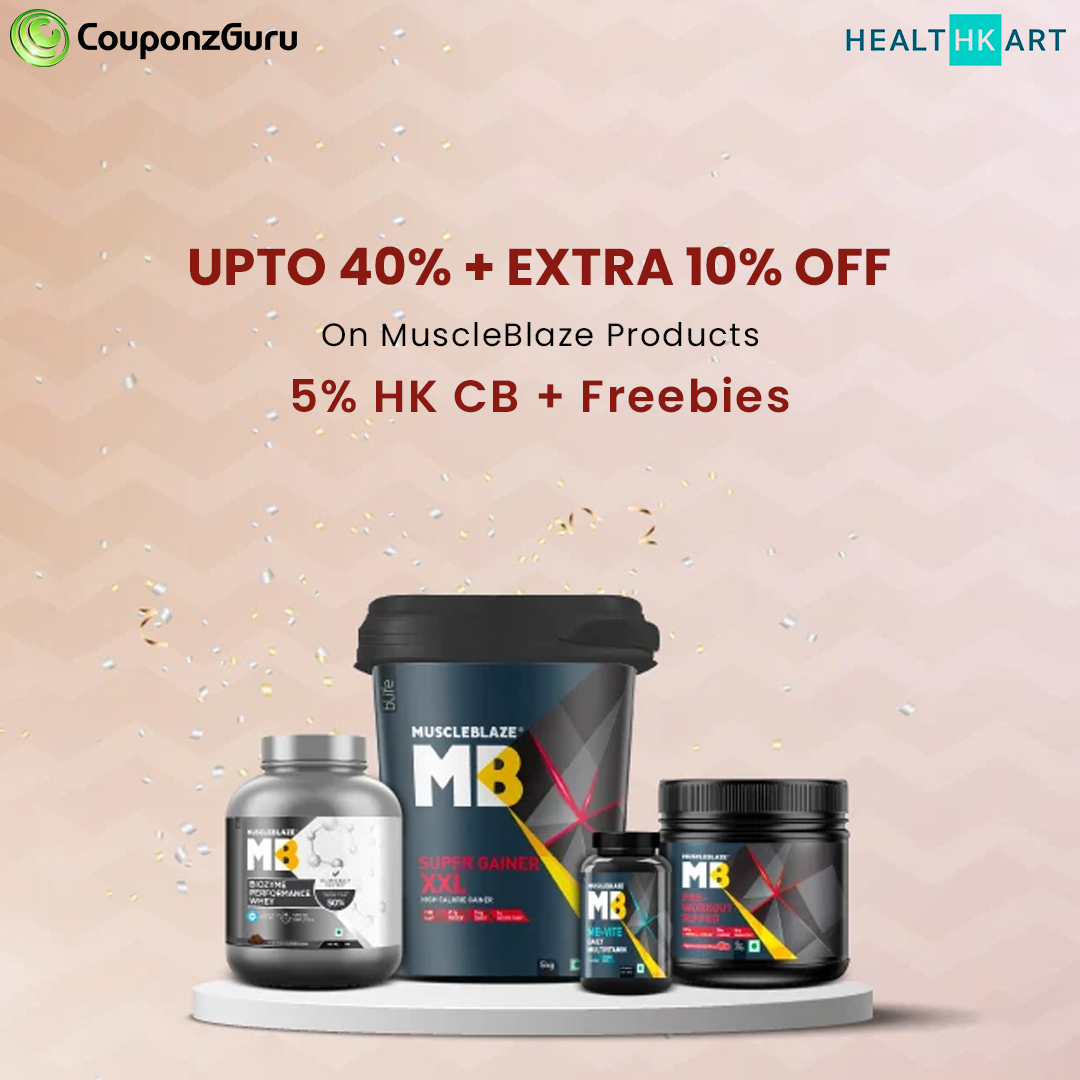couponzguru's tweet image. Healthkart Is Live With Birthday Bash Sale. Avail Extra Discount On Muscleblaze Products. Also Avail Cashback And Freebies.
Buy Now - couponzguru.com/healthkart-cou…
.
.
#HK #Muscleblaze #protein #wheyproteinpowder #healthkart #fitnesslife #Gym #Workout #Supplements #cashback #Freebies