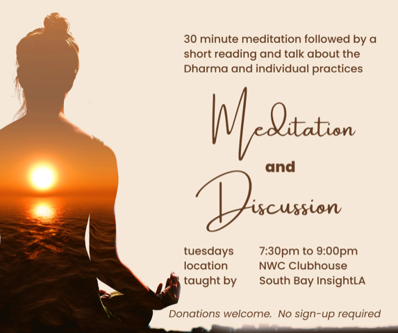 NeptunianWoman's tweet photo. NOT JUST FOR MEMBERS!
All welcome. Come join us for a weekly meditation in partnership with @insightla Meditation.

Tuesday evenings 7:30 - 9:00PM @ the NWC Clubhouse.
No advance registration is req. For complete details and Zoom registration:
https://t.co/WUdJCCHlDp

#Neptunians https://t.co/R7N9jymnlk