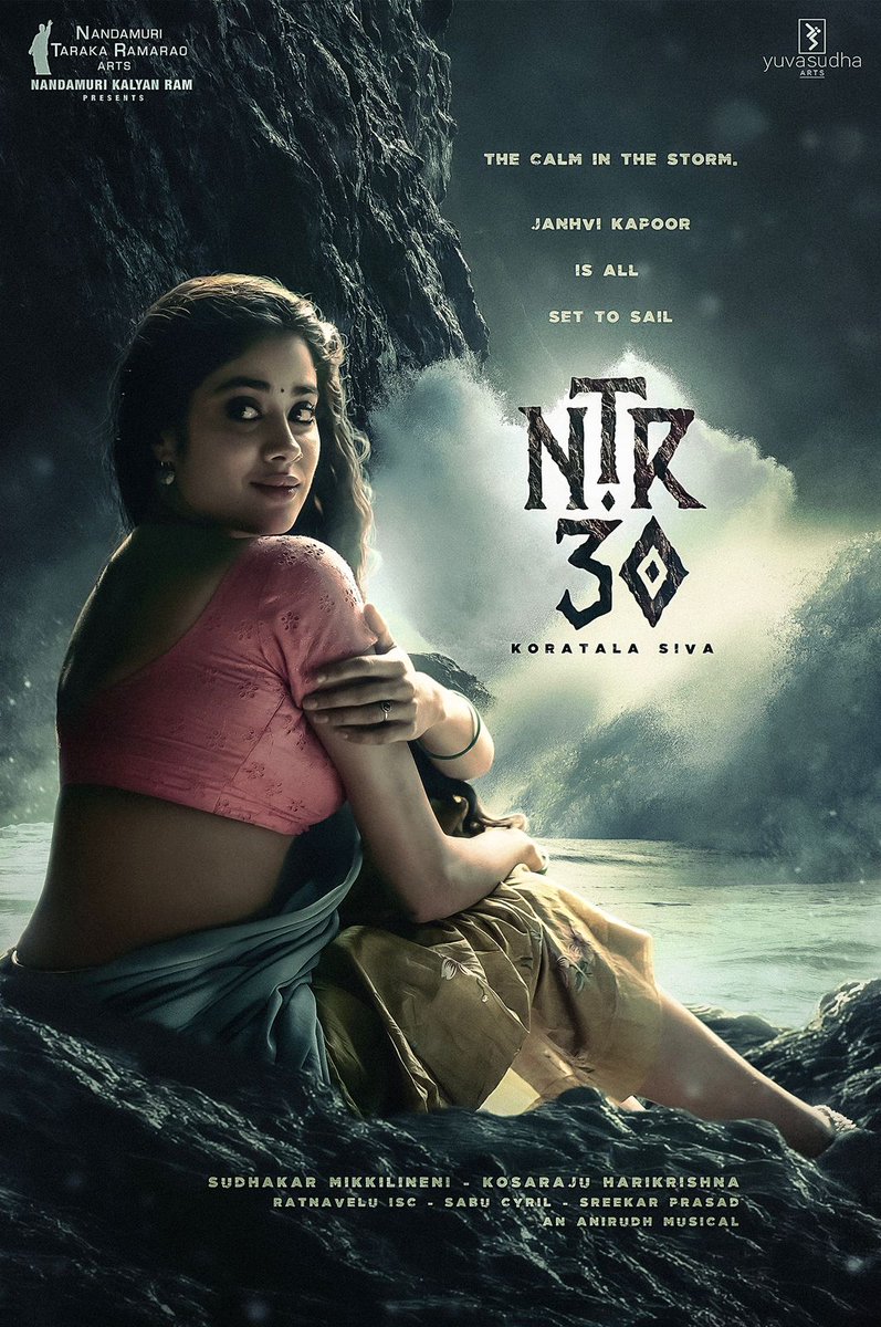 baraju_SuperHit's tweet photo. Introducing 'The calm in the storm' from the fierce world of #NTR30  ❤️‍🔥

Happy Birthday to the ravishing #JanhviKapoor   💫

@tarak9999 #KoratalaSiva @NANDAMURIKALYAN @anirudhofficial @RathnaveluDop @sreekar_prasad @sabucyril @NTRArtsOfficial @YuvasudhaArts https://t.co/i5Y4AGNTe3