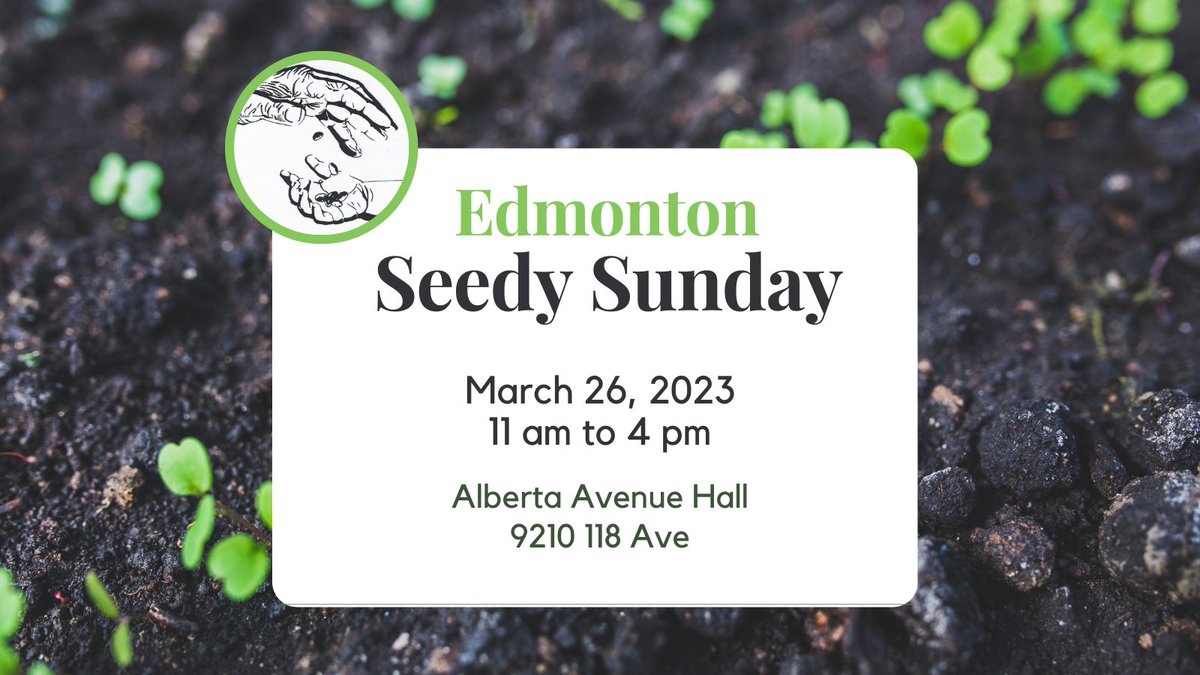 Seedy Sunday is back in person on March 26th! Get ready for the growing season with our:
🌱Seed sale and swap
🌱Great presentations
🌱Family friendly activities
...and more!

All the details at edmontonseedysunday.org/2023-event.html