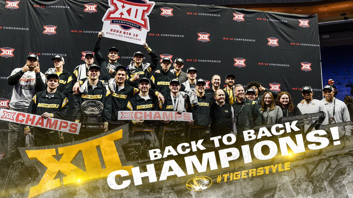 That’s 12-straight conference titles for @MizzouWrestling! 🏆🏆🏆🏆🏆🏆🏆🏆🏆🏆🏆🏆 #MIZ 🐯 #TigerStyle