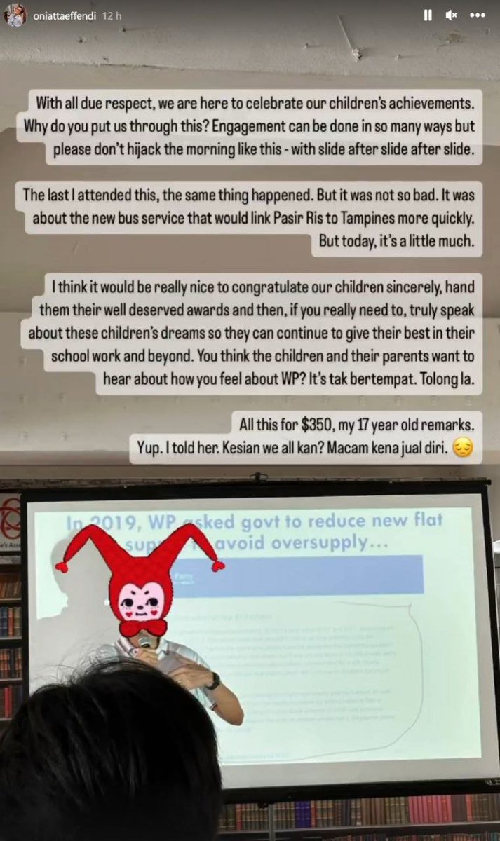 lim_jialiang's tweet image. A Bursary Award Event turned into a political soapbox. The PAP knows that they've bungled badly on housing and an overheating property market and are running scared, to have to resort to peddling falsehoods on the WP.