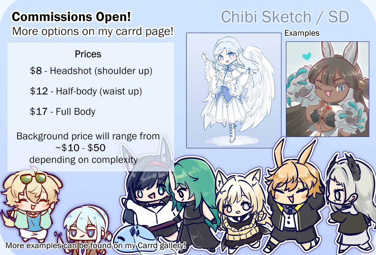 Hello! I want to properly put it out there that I'm open for commissions right now! Mainly I want to raise funds to cushion the cost of buying PC parts to replace my lowkey dying 6+ yr old laptop..😅 

Rts appreciated thank you!🥺❤️

#commissionsopen #artcommissions #commission 