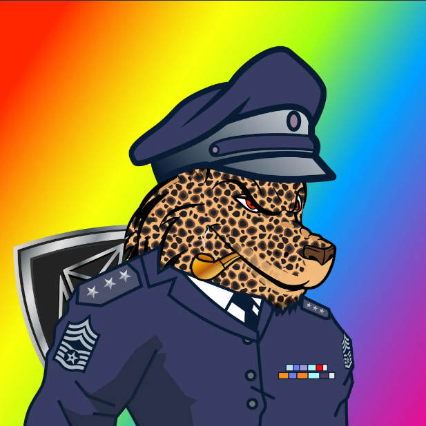 Take off with the Angry War Wolves NFTs featuring Air Force Clothes, a cheetah fur, a rainbow background, a stylish golden pipe in their mouth, and an Ethereum shield. Own a piece of the pack's adventurous spirit and show your love for NFTs!
opensea.io/assets/ethereu… 
#nftart