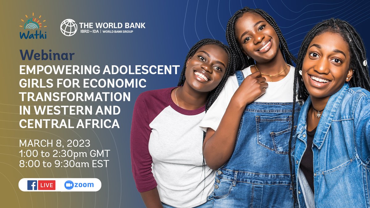 With 60% of Africa’s population under 25, investing in adolescent girls is critical to accelerate economic growth & reduce intergenerational poverty.

Join us on 🗓️ March 8, 1 PM GMT / 8 AM EDT.

Register 👉🏿 wrld.bg/oPyG50N8ZPt #AfricaACTs to #AccelerateEquality