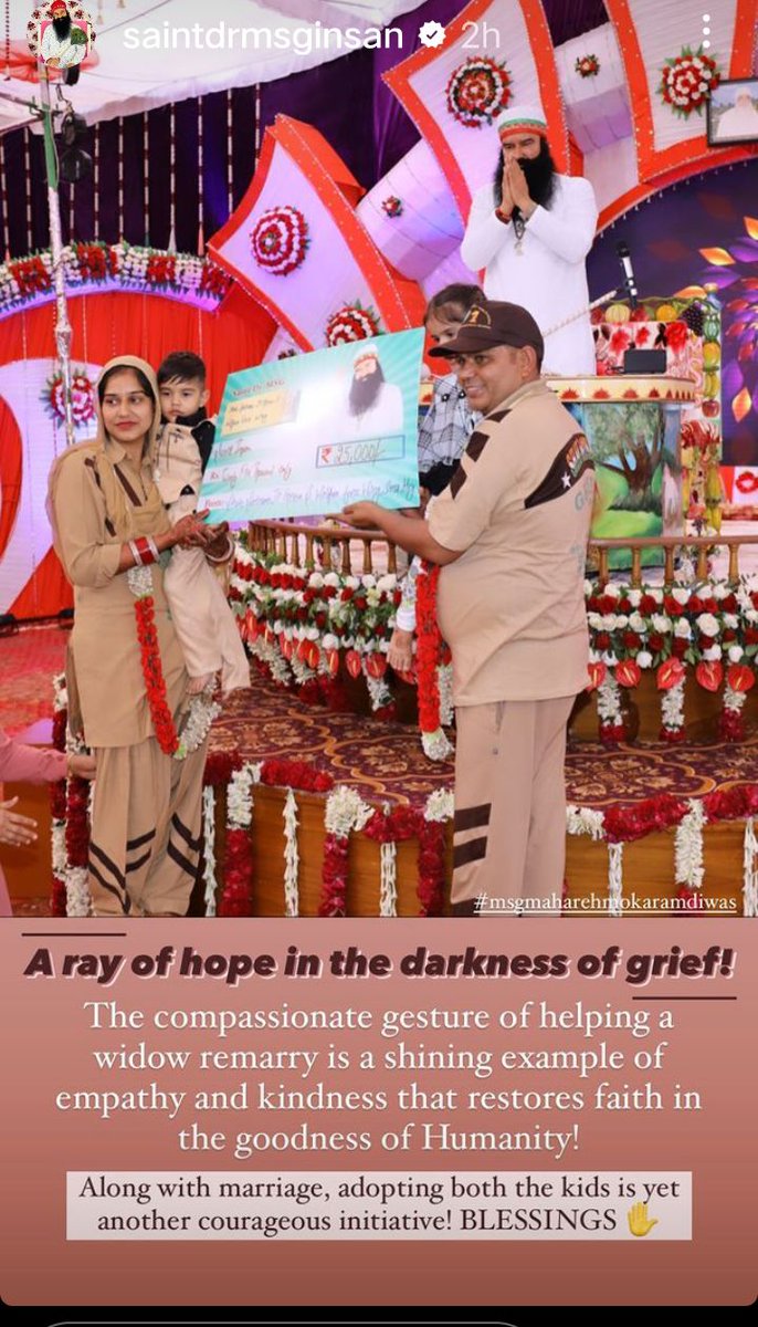 InsanNeeru2's tweet photo. The pain of the widow is beyond words. Saint Gurmeet Ram Rahim Ji understood her situation  started a new initiative 'New Light of Hopeunder which widow remarriage is promoted the in-laws marry their widowed daughters-in-law with their consent. Marriage is encouraged. #RayOfHope https://t.co/vHzjJ0KZvz