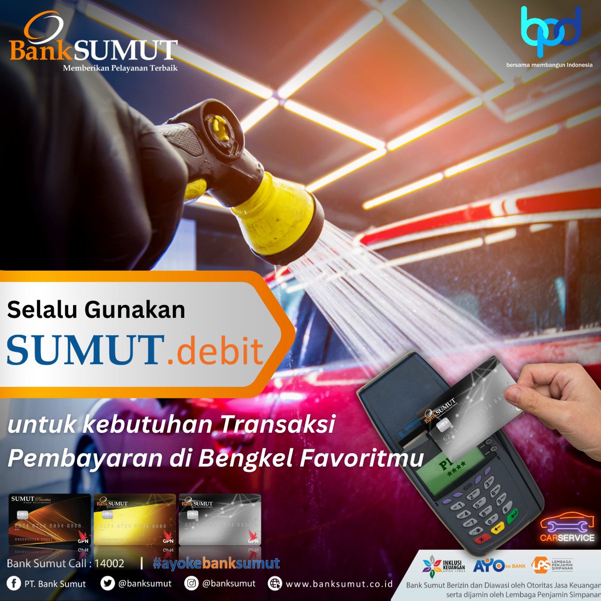 #KawanSUMUT, melalui Sumut Debit segala proses transaksi pembayaran di bengkel favoritmu akan semakin praktis dan aman.
Yuk tetap gunakan Sumut Debit ya!

#sumutdebit #ayokebanksumut #banksumut
