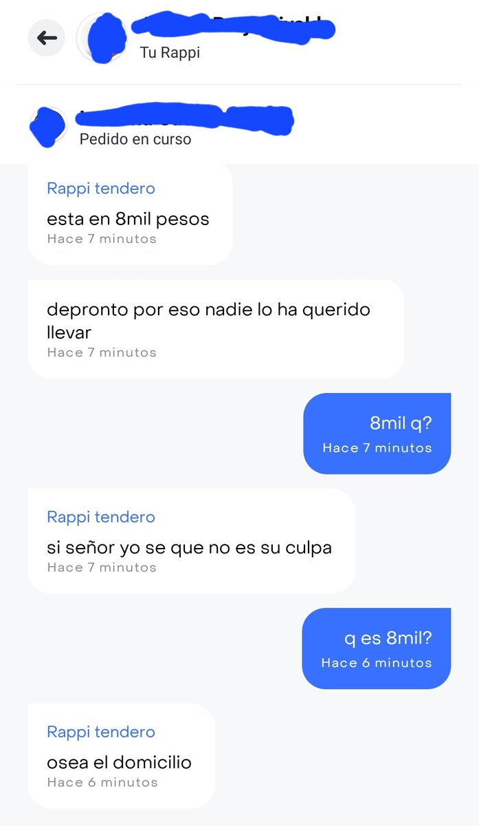 Para qué pagar RappiPrime si por chat me van a cobrar 8mil pesos. Mejor me salgo de rappi y pago lo justo a los domiciliarios directamente.Admiraba Rappi hasta que me di cuenta que no tienen un modelo sostenible con sus rappitenderos y no han podido ser Rentables.<a href="/RappiColombia/">Rappi Colombia</a>👋