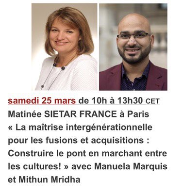 Morning #SietarFrance in #Paris 

♦️25th March 2023, 10:00-13:30 CET
 
♦️Where: au Café de la Mairie,        
                  à l'étage, 51 rue de Bretagne, 
                  75003 Paris

♦️More info: Under the post

#Global #ConversationMatters❗️

#Intercultural  #community