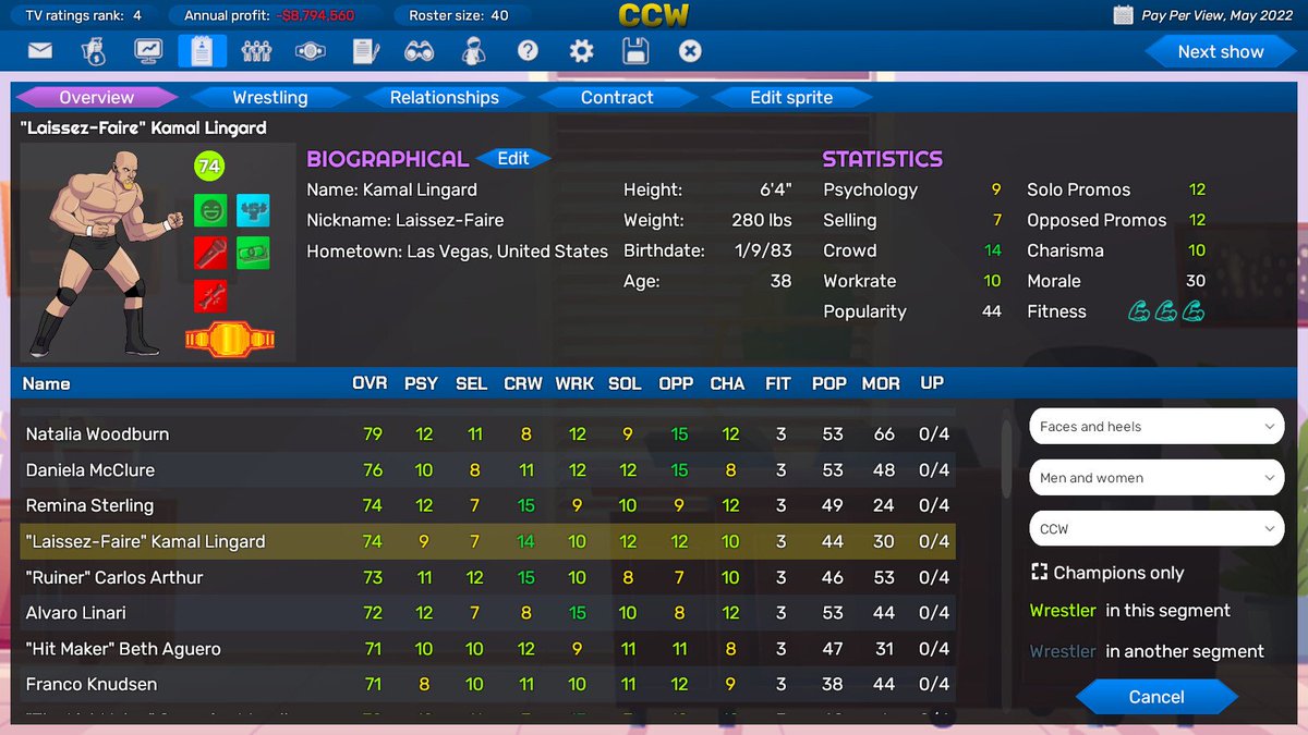 Newly added to the GM Games Database 📢

Championship Wrestling Promoter (Windows PC)

gmgames.org/championship-w…

AEW / WWE / WWF / WCW Style Manager from Pykrete Games <a href="/PykreteGames/">Pykrete Games</a> 

#aew #wwe #wrestling #gmgames #wrasslin