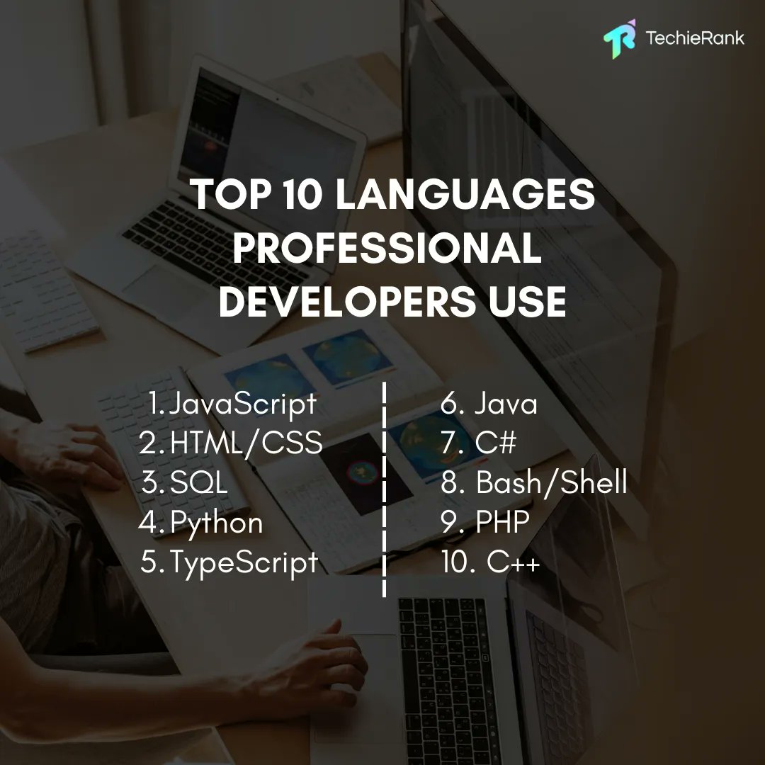 Here are the Top 10 coding languages for IT professionals. Which is your favourite? Comment down below!
#techierank #top10codinglanguages #javascript #python #cplus
