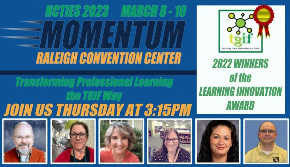 <a href="/KnightdaleHS/">Knightdale High</a> TGIF team is coming to <a href="/ncties/">NCTIES</a> this week! So excited to present with these wonderful people! #ncties23