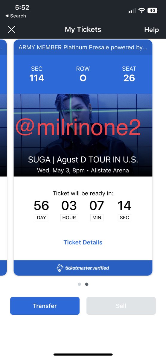 milrinone2's tweet photo. WTS 2 AGUST D Tickets for Chicago Rosemont May 3 
@875tickets 

AllState Arena 05/03
Section 114 (2 platinum tickets) 
Selling for same price as what I bought! 
Can video call for proofs! 
Accept PayPal G/S, F&amp;F, Zelle, Venmo

#SUGA_AgustD_TOUR #AgustD #bts #YOONG https://t.co/pPLmnQqfUt