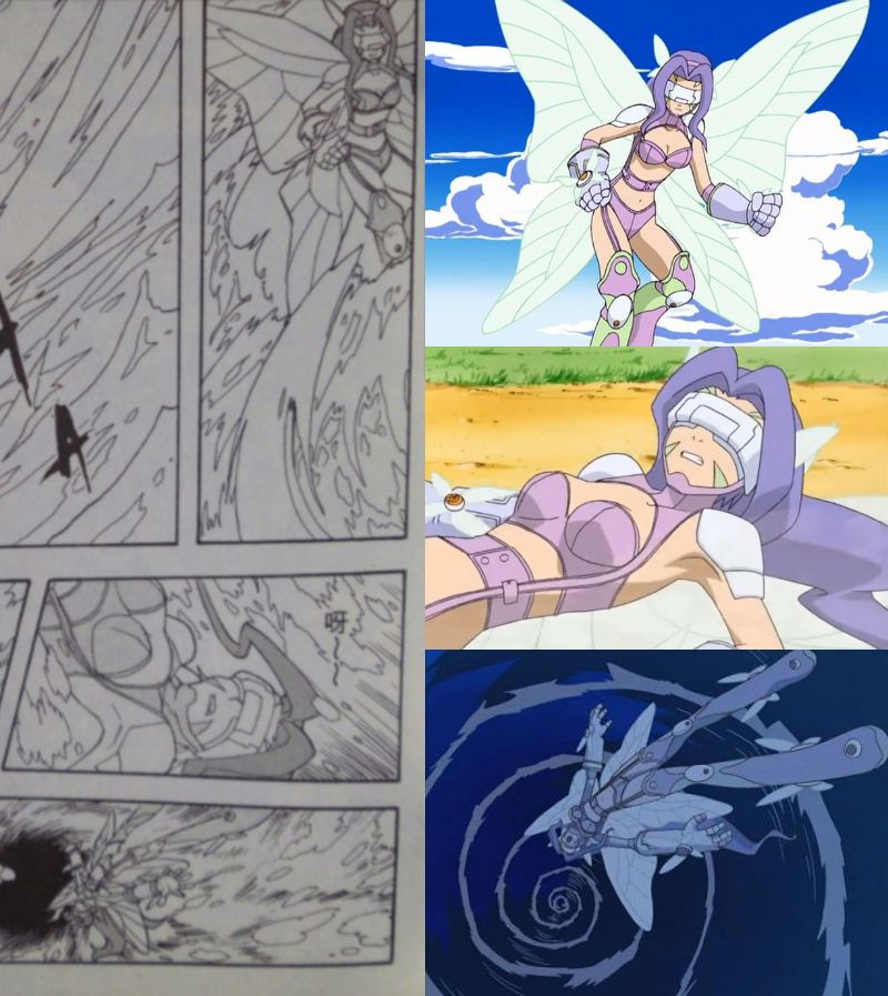 kananfanclub's tweet photo. 中国で出された（でもちゃんと協力BANDAIとある）漫画版デジフロにて
カルマーラモンの波に飲み込まれるフェアリモン
泉とカルマーラモン自体この一回きりしか戦わない等かなりの話がカットされてるけどポーズや沈んでいくシーン等再現率はかなり高い（ちなギガスモンには１ページで瞬殺される） https://t.co/KnZCyObb1I