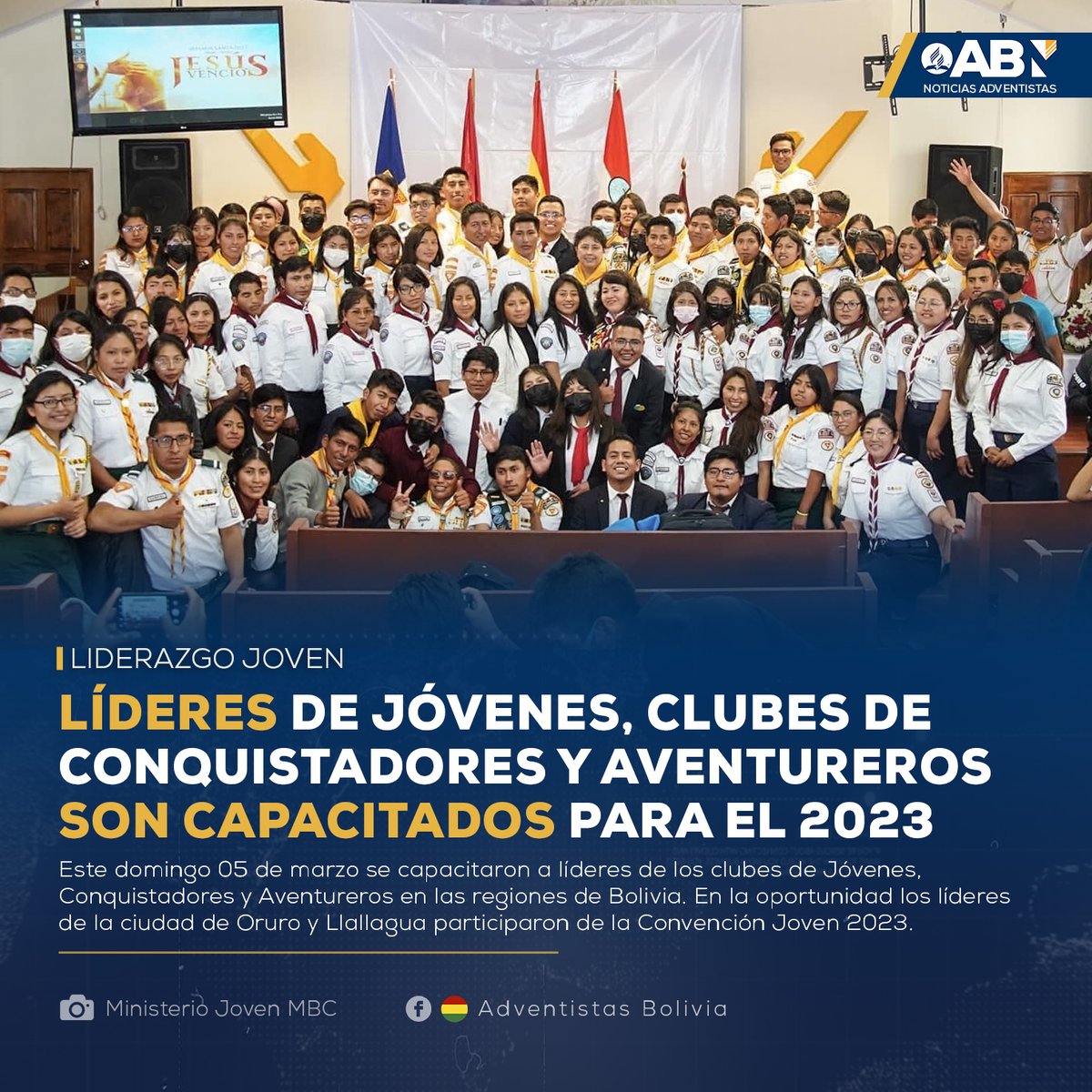 #MinisterioJoven | Este domingo 05 de marzo se capacitaron a líderes de los clubes de Jóvenes, Conquistadores y Aventureros en las regiones de Bolivia. En la oportunidad los líderes de la ciudad de Oruro y Llallagua participaron de la Convención Joven.