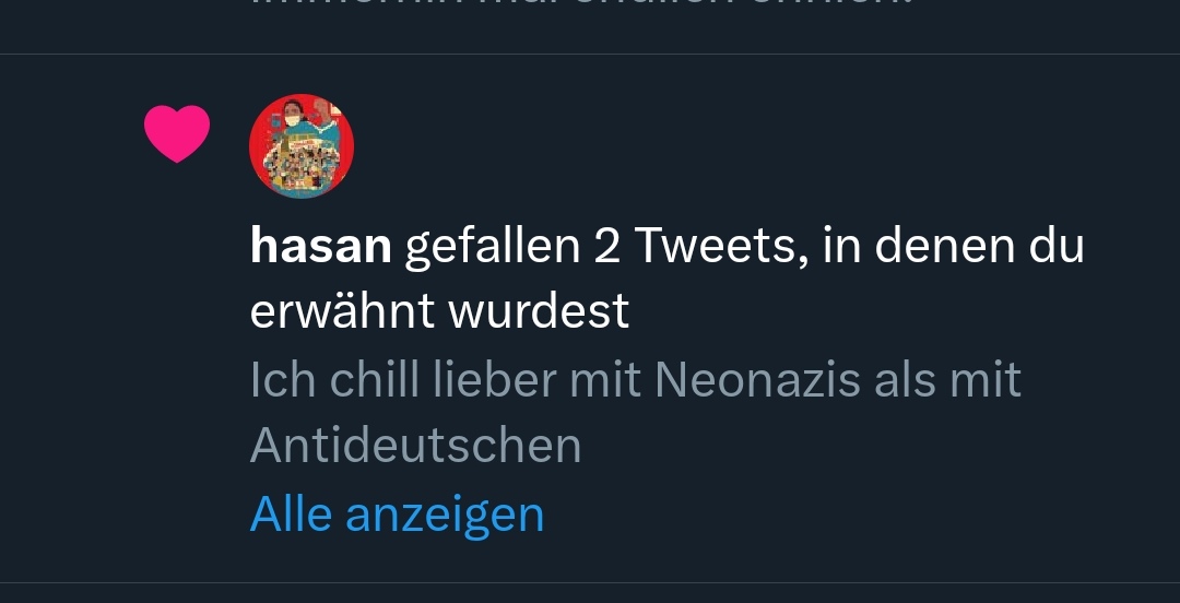 Mask off: @ migrantischewut nun doch selbst Offen Rechtsradikal.