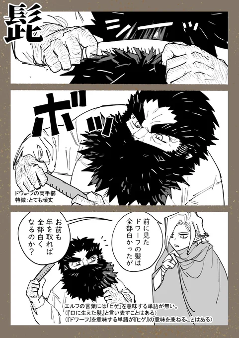 髭

 #斧振りエルフと弓引きドワーフ 