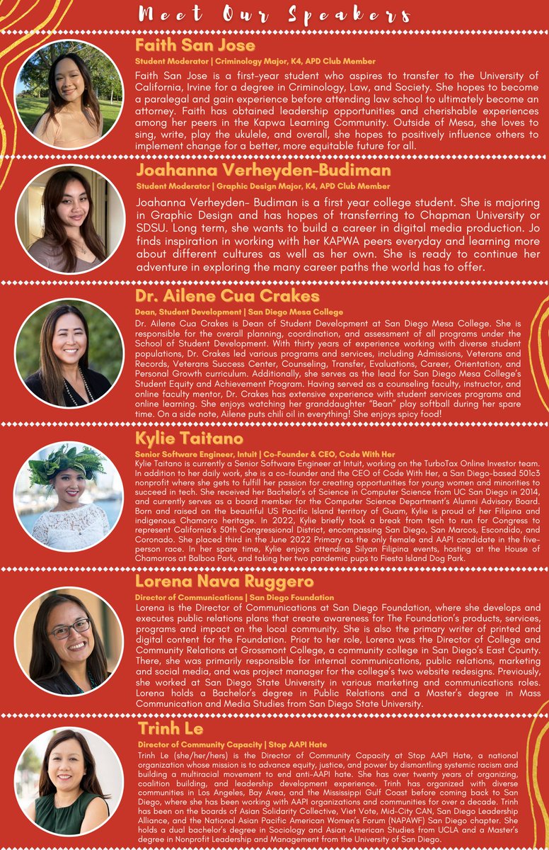 𝐂𝐚𝐫𝐞𝐞𝐫𝐢𝐧𝐠 𝐖𝐡𝐢𝐥𝐞 𝐀𝐬𝐢𝐚𝐧 Womxn Panel
𝐃𝐚𝐭𝐞 📅: MONDAY, March 6, 2023,
Time: 11:10 AM - 12:35 PM
𝐋𝐨𝐜𝐚𝐭𝐢𝐨𝐧📍: G-Building, Room 101
Presented by Professors: 
Jennifer Derilo, Amber Alatorre, and Katlin Choi