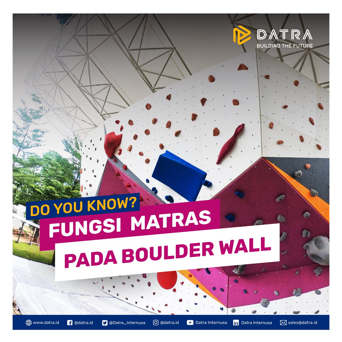 Datra_Internusa's tweet image. Olahraga wall climbing juga memiliki equipment khusus untuk setiap disiplin/kategori. Pada Boulder Wall, diwajibkan memiliki matras untuk fungsi keamanan pemain atau atlet. 🧑‍✈️

Kenapa sih harus pakai matras? Cek detailnya dengan slide gambar di bawah ya 👇
#datra #boulderwall