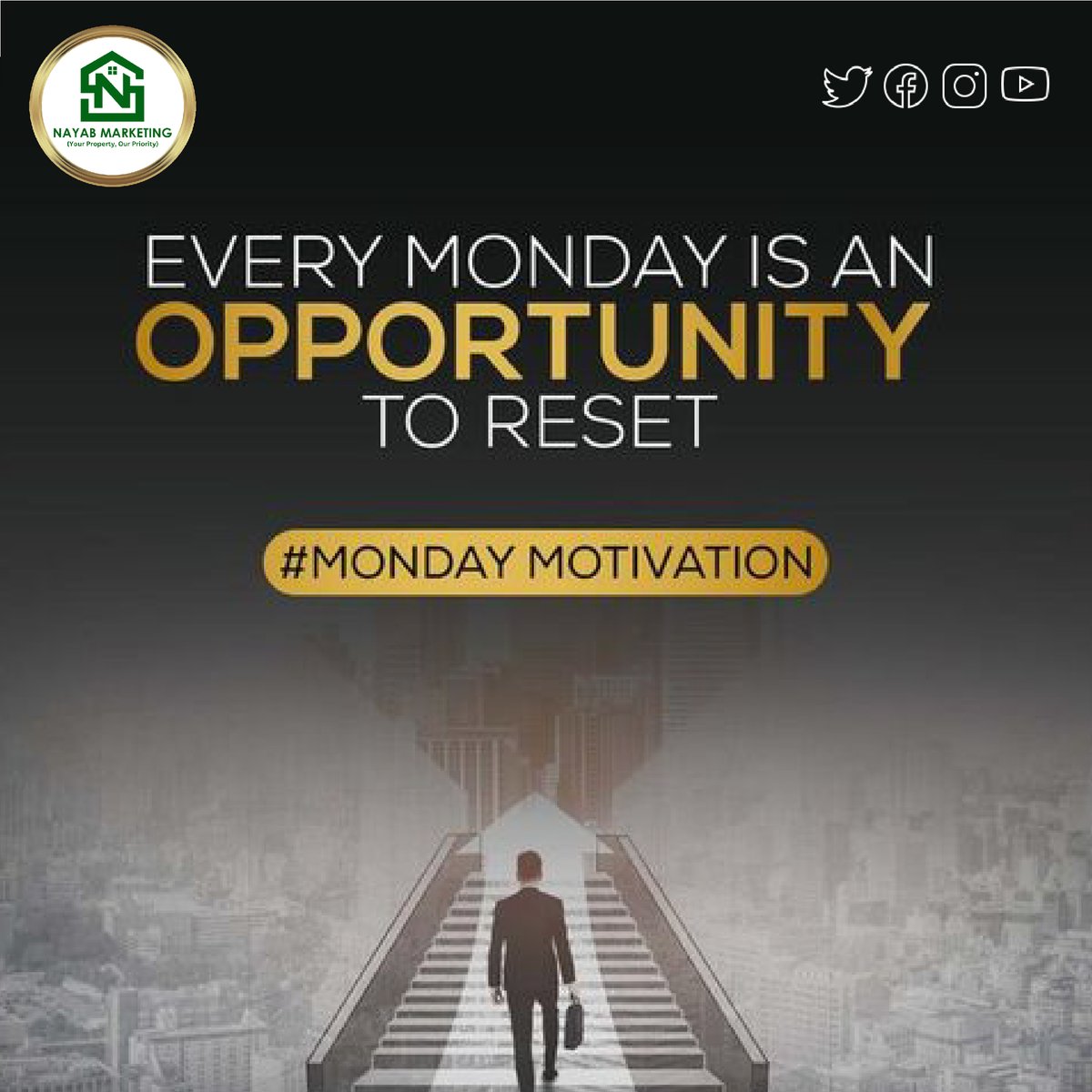 Every Monday is an opportunity to reset!
For more info Get in Touch 👇
🌐 nayabmarketing.com
📞 0332 2022027
#nayabmarketing #RudnEnclave #HousingProjects #commecialplot #BallotingEvent #ExecutiveBlock
 #newupdaterudnenclave #Amirbintariq #AuratMarch2023 #mondaymotivation