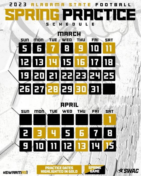 erob50's tweet photo. SPRING PRACTICE WEEK 1..   #SWARMAS1 @BamaStateFB  @BamaStateSports https://t.co/r1wnklXSQO
