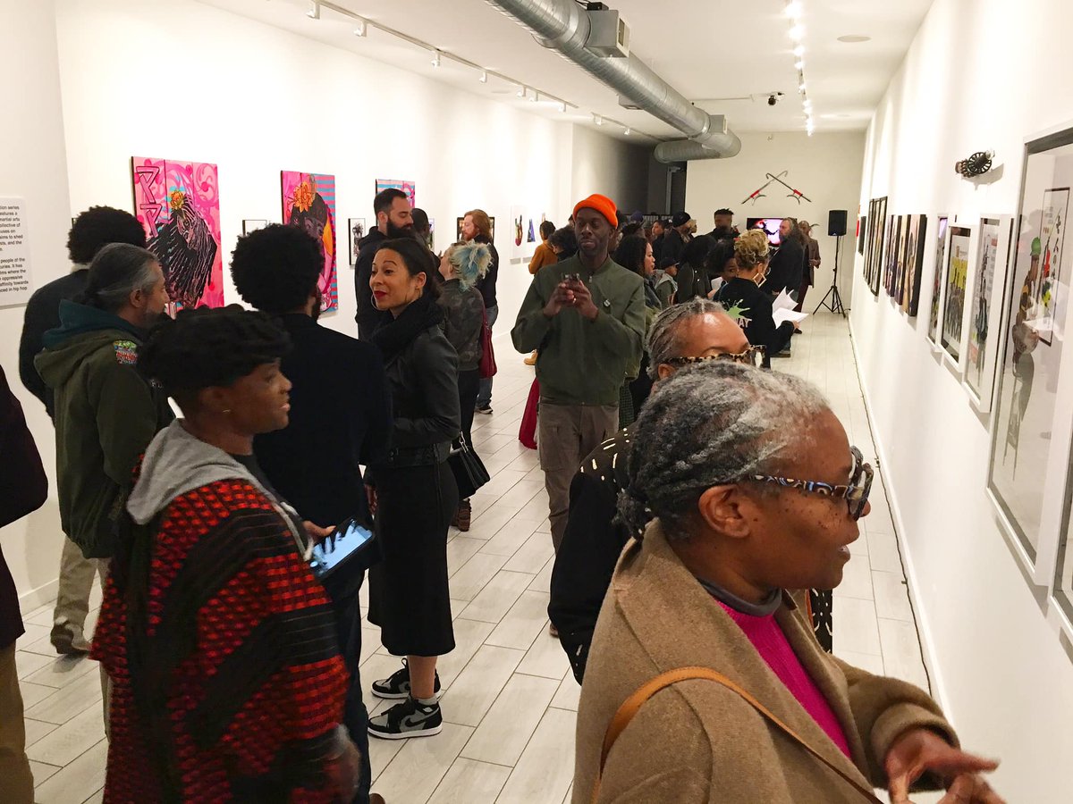 It was a packed house last night at the opening of #SoundPatterns Art Exhibition No. 8: An exploration of martial arts within the Black aesthetic. The exhibition is up until April 8th at the <a href="/HonfleurGallery/">Honfleur Gallery</a> in Washington, DC! #ShaolinJazz