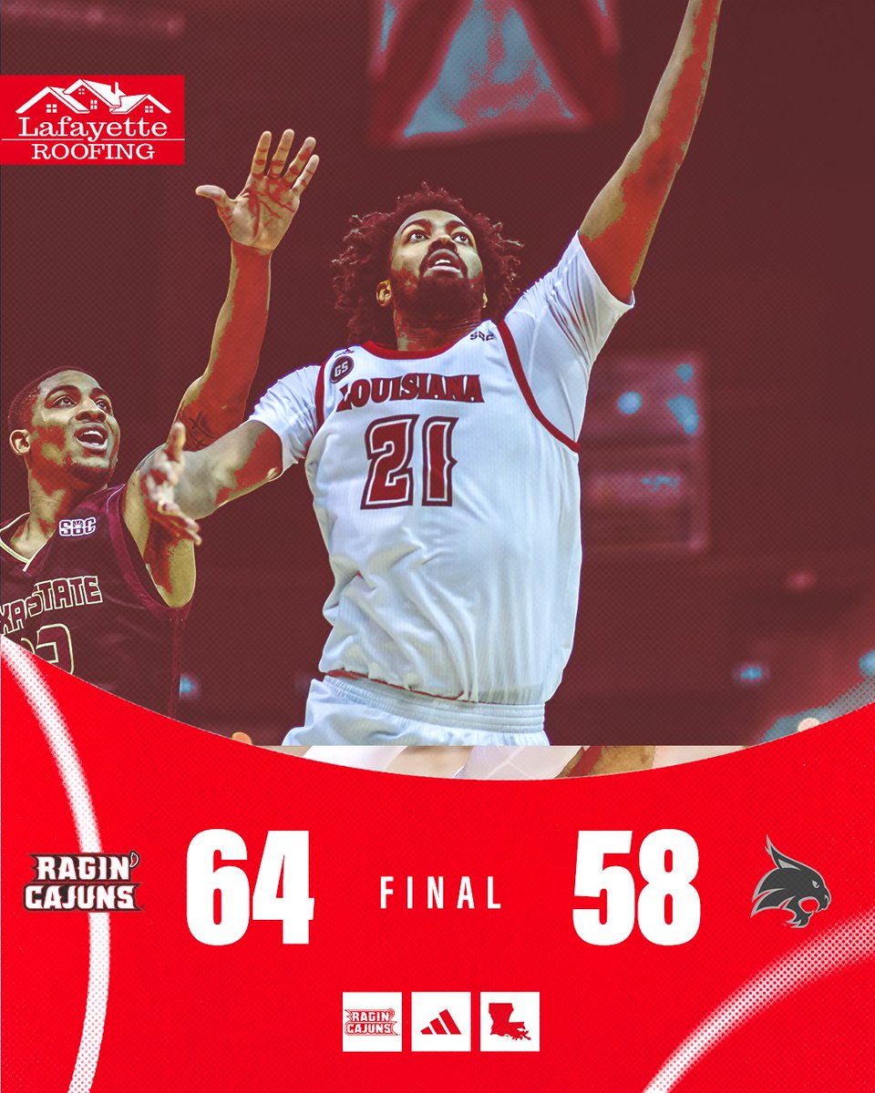 RaginCajunsMBB's tweet photo. 𝙉𝙊𝙏 𝘿𝙊𝙉𝙀 𝙔𝙀𝙏
Onto the SBC Championship Finals!

#GeauxCajuns https://t.co/fysJ3Q1bi5