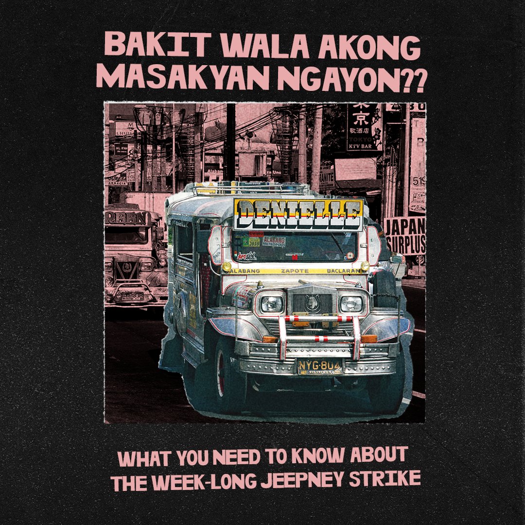 YoungStarPhils's tweet photo. THREAD: it's the first day of the weeklong transport strike organized by jeepney drivers and operators. read more about it here. 👇#NoToJeepneyPhaseout 

✍️: Andrea Panaligan
🎨: Ikay Buenaventura https://t.co/K3sn445c25