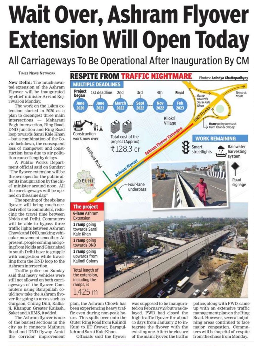 Transport for Delhi on Twitter "Ashram Flyover Extension to open today