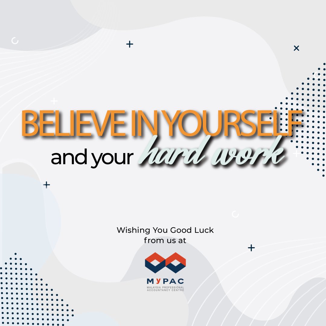 mypacmalaysia's tweet photo. Today is the day! MyPAC would like to wish all the best to scholars sitting for ACCA examination this week! Believe in yourself and your hard work, good luck on your exam! π€©
#ACCA #Accounting #MyPAC #ACCAMalaysia #ThinkProfessionalAcccountancyThinkMyPAC https://t.co/iKuUrNeZwZ